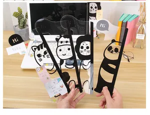 Acrylic computer monitor side memo boards featuring cute cartoon animal designs for sticky notes.