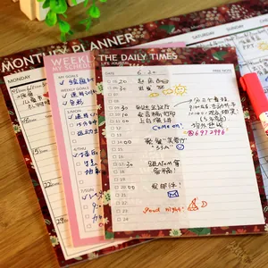 Vintage Flower Bird Kraft Paper Daily Weekly Monthly Schedule Planner Creative Stationery Candy Pink Aesthetic Note Pad