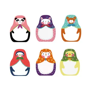 Set of 6 creative animal-shaped sticky notes featuring cute panda and bear designs