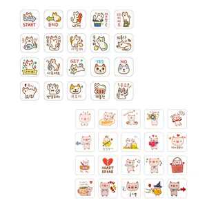 Juego de sellos de madera de gato y cerdo para manualidades, diarios y scrapbooking