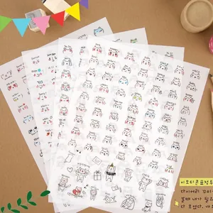 Simpatici Adesivi Coreani Trasparenti con Espressioni Quotidiane PVC Animali Gatti Set Multi-Foglio per Decorazione Diario DIY