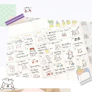 Set di simpatici adesivi coreani trasparenti per decorare agende e diari