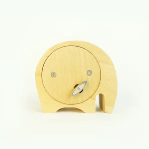 Cute elephant-shaped wooden music box made of natural beech wood gift