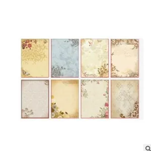 Vintage Briefpapier-Set im europäischen Landhausstil mit 8 romantischen Blumendesigns