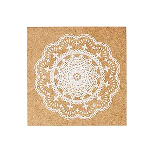 Square wooden stamp featuring an intricate romantic lace floral mandala design