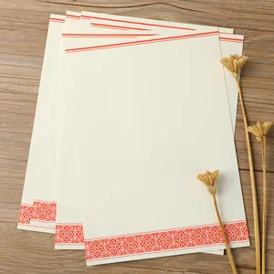 Elegant vintage Chinese style traditional letter paper with decorative red borders