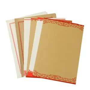 Vintage Chinese style stationery set with elegant red border patterns, 10 sheets.