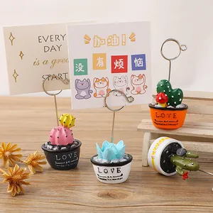 DIY Süße Sukkulenten Kaktus Bonsai Schreibtisch Memo Halter Foto Clip Harz Ornament Desktop Nachricht Visitenkartenständer