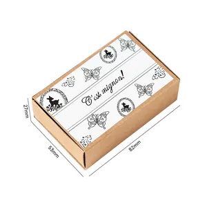 Set di timbri in legno vintage per decorazione scrapbooking fai-da-te con scatola
