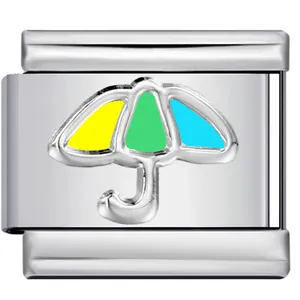 High-quality stainless steel Italian charm link with colorful umbrella for DIY bracelet