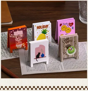 Decorative vintage wooden mini easel memo clips set with cute cartoon illustrations