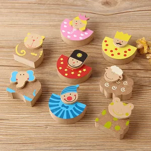 Set of 8 creative cute cartoon wooden animal and character memo clips for desk decor