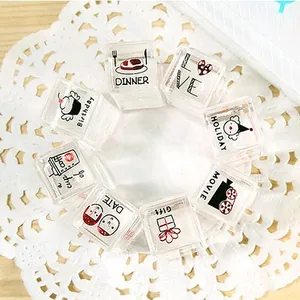 Set of 8 cute mini transparent crystal stamps for DIY journals and scrapbooks.