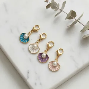 Roestvrij Stalen Schelp Parel Bedeltje Met Gouden Karabijnsluiting DIY Tas Accessoires Schoenhanger Voor Dames Sieraden