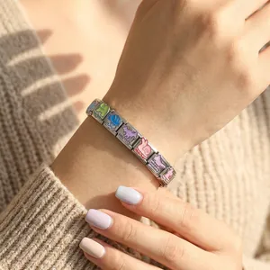 Detalle de pulsera modular italiana de acero con diseños de pronombres de animales