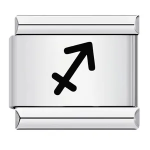 Maillon de bracelet italien en acier inoxydable avec symbole du zodiaque Sagittaire