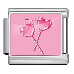 Maglia charm italiana con lecca-lecca a cuore per bracciali modulari in acciaio inossidabile