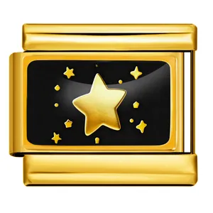 Dettaglio di un modulo charm italiano in oro con design a stelle