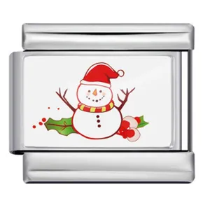 Maillon de charme italien avec bonhomme de neige de Noël en acier pour bracelets DIY