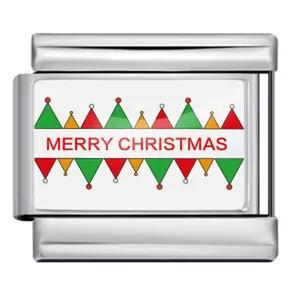 Charme modulaire italien avec texte Merry Christmas et motifs de sapins festifs