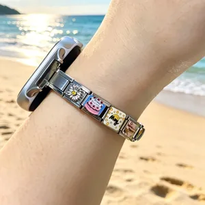 Cinturino con charm italiani in acciaio inossidabile per smartwatch al polso