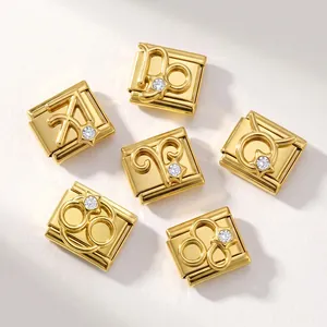 Goldene 12 Tierkreiszeichen Italienische Modul-Armband Charms mit Strasssteinen