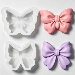 Moule en Silicone pour Bougie Parfumée Nœud Papillon DIY Fondant Résine Cristal Outil de Décoration Moule à Gâteaux