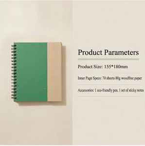 Detailed specifications of the eco-friendly spiral memo pad set with dimensions