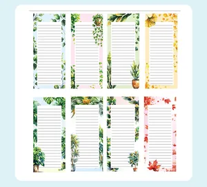 Set mit 8 botanischen Aquarell-Magnet-To-Do-Listen-Notizblöcken mit linierten Blättern.