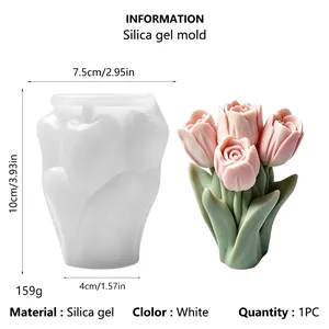 Specifiche dettagliate per stampo in silicone a tulipano con dimensioni e peso 159g