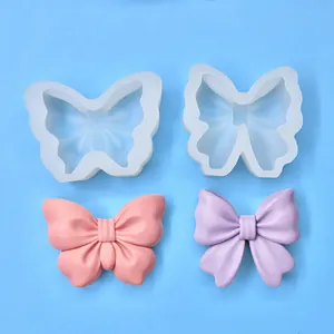 Moules en silicone en forme de nœud pour bougies et résine avec modèles finis rose et violet