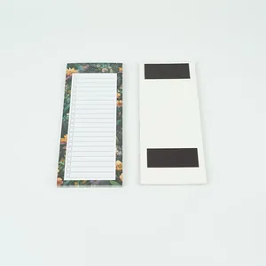 Floral magnetic notepad for fridge with to-do list shown in front and back view