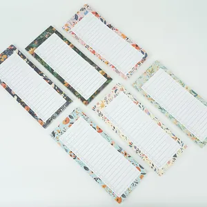 Six floral magnetic to-do list notepads with checkboxes on white background