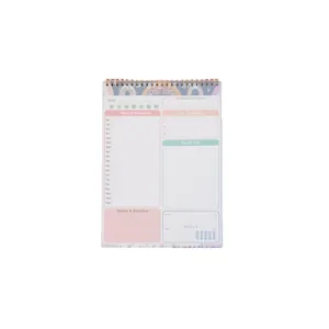 Carnet de notes quotidien A5 à spirale avec emploi du temps, liste de tâches et sections