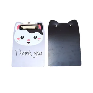 Cute cat-shaped magnetic clipboard with 'Thank you' text for school, office and home use.