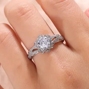 Detailed macro view of sparkling hollow flower snowflake ring with pavé-set stones