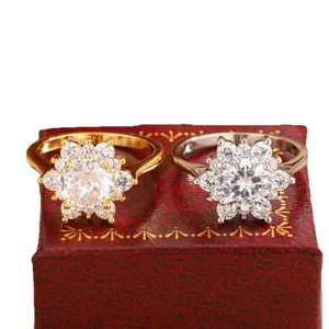 Elegant sunflower design rings in gold and silver finishes with sparkling stones
