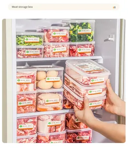 Stapelbare voedselveilige plastic koelkast bewaardozen met deksels voor vlees