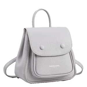 Stylish light purple pebbled leather mini backpack and handbag for daily commute