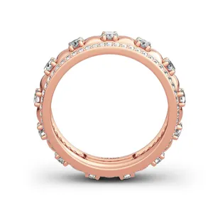 Elegant rose gold dewdrop eternity ring with hollowed-out full diamond pavé settings