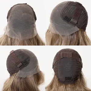 Detailed interior view of FUTURA long wavy lace front wig cap with adjustable straps