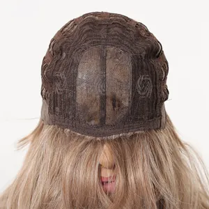 Detailed view showing the breathable internal rose gold wig cap structure for women