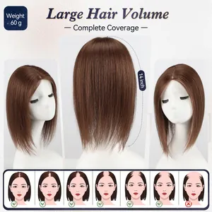 14 inch brown human hair topper for women 60g volume coverage detail