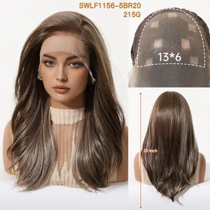 Detailed views of 20 inch ombre golden brown wavy lace wig and 13x6 hand-tied mesh