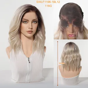 Umfassende Detailansichten der 12-Zoll Ombre Blonde Lace-Front-Perücke mit Kappe