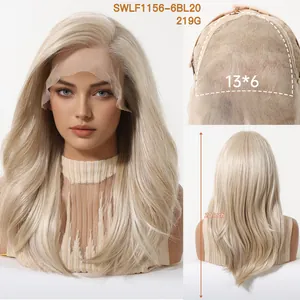 20 inch blonde long wavy lace front wig with 13x6 hand-tied mesh and 219g weight