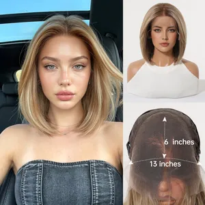 Detailansicht der 13x6 Lace-Front-Bob-Perücke mit Kappenmaßen und natürlicher Passform