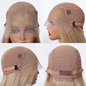 Detailed views of the 13x6 lace wig cap construction with secure combs and straps