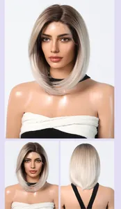 Detailed multi-angle view of 13x6 lace front bob wig showing front and back textures