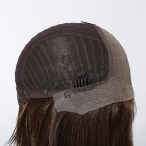 Detailed macro view of the internal cap structure of a 13x6 lace front bob wig.